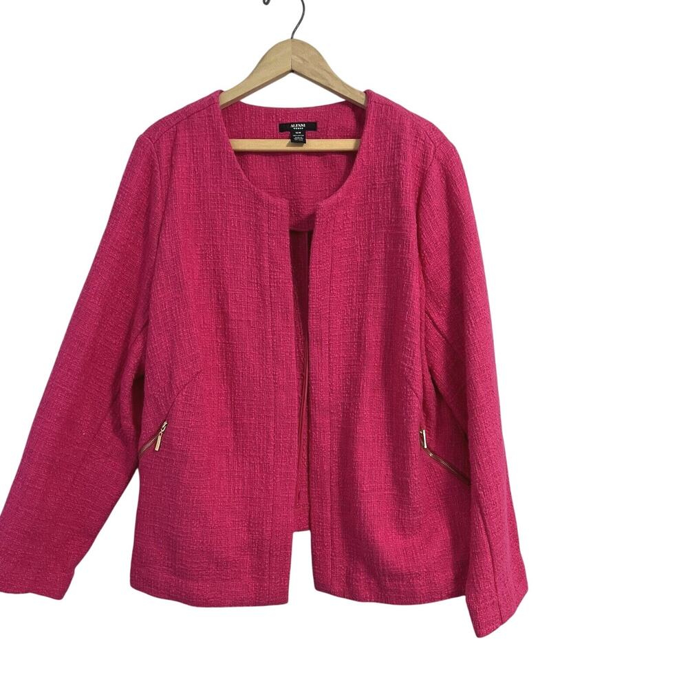 Alfani Women's 16W Bright Pink Open Front Woven Blazer‎